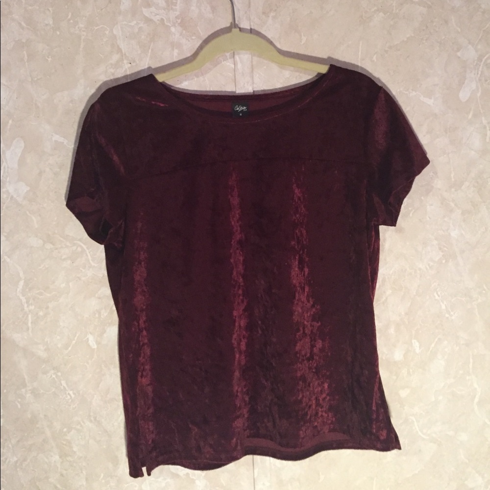 red velvet flowy top